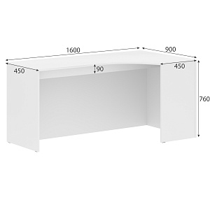 Стол эргономичный правый (усиленный) SIMPLE 160x90 см, белый